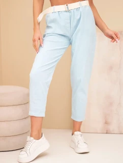 Dámské kordové kalhoty s páskem modré