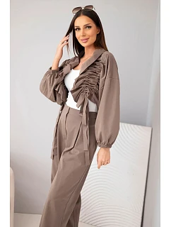 Dámský bavlněný komplet s model 22294716 mikinou a kalhotami fango zelená - K-Fashion