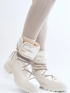 Dámské bílé zimní boty s ozdobným šněrováním Rilana