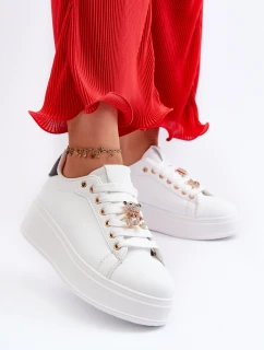 Dámské boty na platformě s ozdobami bílé Herbisa