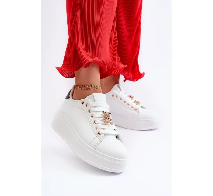 Dámské boty na platformě s ozdobami bílé Herbisa Dámské boty na platformě s ozdobami bílé Herbisa