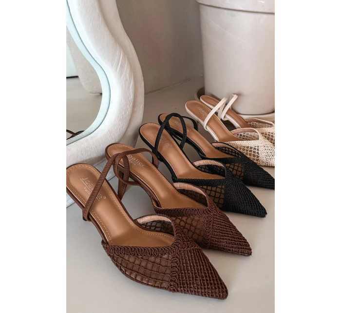 Kožené sandály s pletením na hnědé model 21919237 - Boto