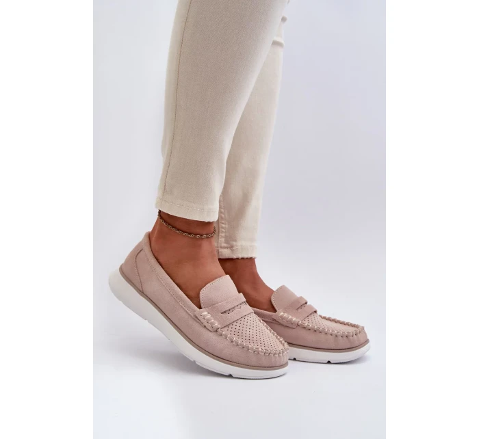 Sergio Leone Béžové semišové mokasíny na platformě Sergio Leone Béžové semišové mokasíny na platformě