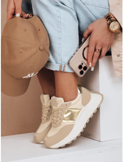 Dámské tenisky s plochou podrážkou NEWSTREET beige FashionStreet ZY0613