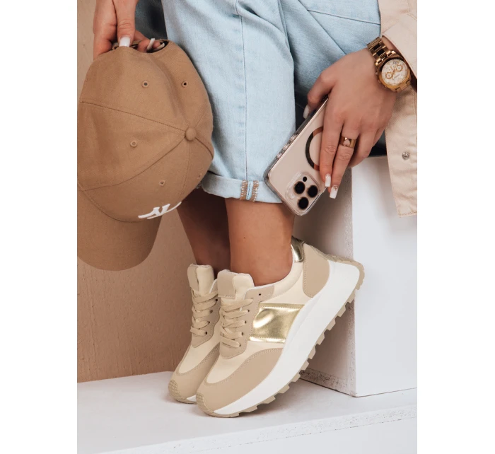 Dámské tenisky s plochou podrážkou NEWSTREET beige FashionStreet ZY0613