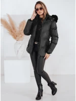 Dámská zimní prošívaná bunda s kapucí černá model 21990766 - Dstreet Dámská zimní prošívaná bunda s kapucí černá model 21990766 - Dstreet
