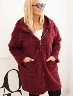 Dámský kabát Plus Size z viskózy na zip s kapucí model 21439162 - K-Fashion