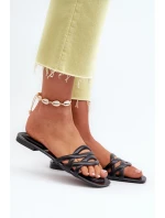 Dámské sandály z eko kůže na ploché podrážce černé model 21657564 - Boto Dámské sandály z eko kůže na ploché podrážce černé model 21657564 - Boto