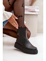 model 21669377 Dámské Kožené Botky Na Platformě Černé - Zazoo model 21669377 Dámské Kožené Botky Na Platformě Černé - Zazoo