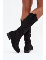 Dámské Kozačky Síťované Na Ploché Podpatky S   Černé model 21713644 - S.Barski