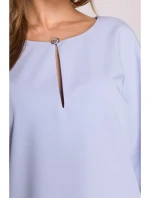 šaty s výstřihem s světle modré model 20966091 - STYLOVE šaty s výstřihem s světle modré model 20966091 - STYLOVE