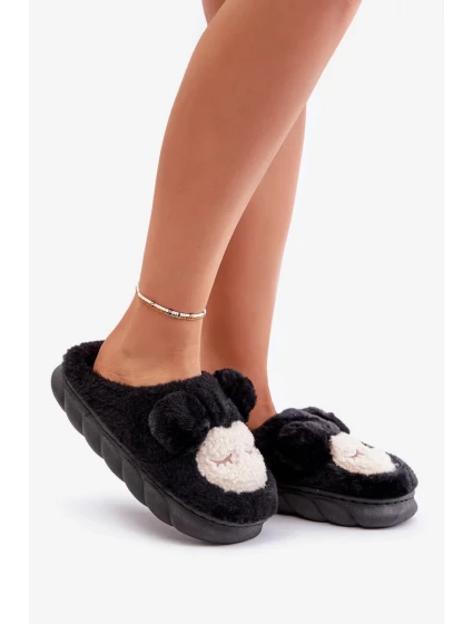 Teplé Kožešinové Pantofle Dámské Černé Jozelinetta Teplé Kožešinové Pantofle Dámské Černé Jozelinetta