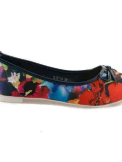 model 1775393 tmavě modré dámské baleríny s květy - VICES