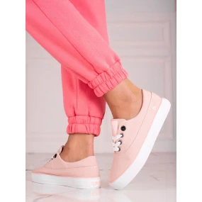 Krásné růžové dámské  tenisky bez podpatku
