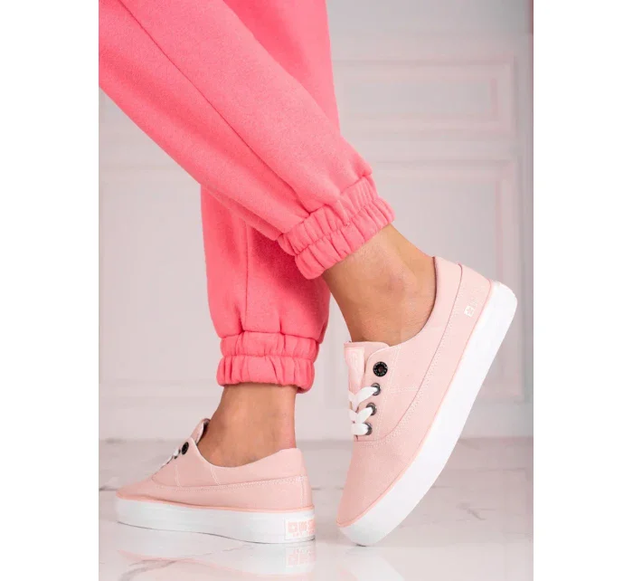 Krásné růžové dámské  tenisky bez podpatku