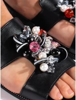 Stylové černé sandály dámské na plochém podpatku Stylové černé sandály dámské na plochém podpatku