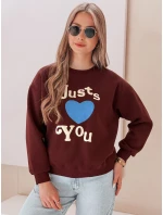 Dámská mikina JUST LOVE YOU s potiskem oversize vínová FashionStreet BY1474