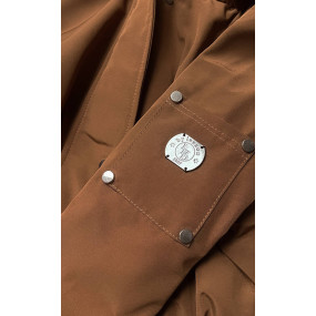 Dámská bunda parka v karamelové barvě s kožešinovou podšívkou (M-21506)
