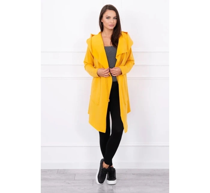 Volná bunda s kapucí v hořčicové barvě Volná bunda s kapucí v hořčicové barvě