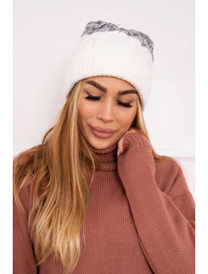 Fleecová čepice Alice K248 bílá+šedá Fleecová čepice Alice K248 bílá+šedá