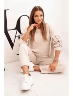 Dámská souprava máslová s třásněmi na rukávech béžová Dámská souprava máslová s třásněmi na rukávech béžová