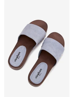 Dámské pantofle se zlatými sponami modré model 21918761 - Boto