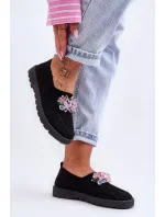 Dámské Slip-on Tenisky s Kameny Černá Simple Dámské Slip-on Tenisky s Kameny Černá Simple