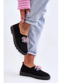 Dámské Slip-on Tenisky s Kameny Černá Simple