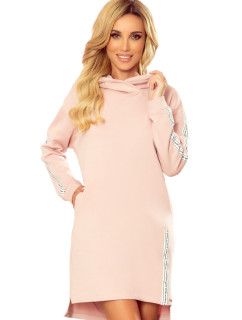 Mikinové šaty s kapsou Numoco - pudrově růžové Velikost: XXL