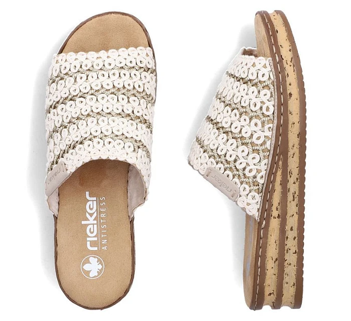 Dámské žabky na podpatku béžové Rieker 629X8-60