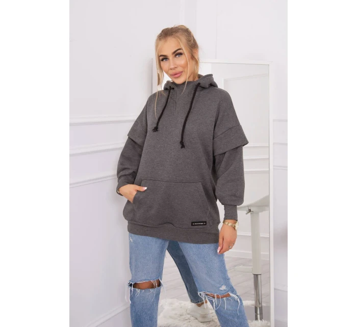Mikina Warm-up s polovičním zipem v grafitové barvě