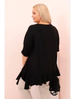 Dámská blůza Plus Size s model 21259110 kapsou a ohrnutým rukávem kiwi - K-Fashion