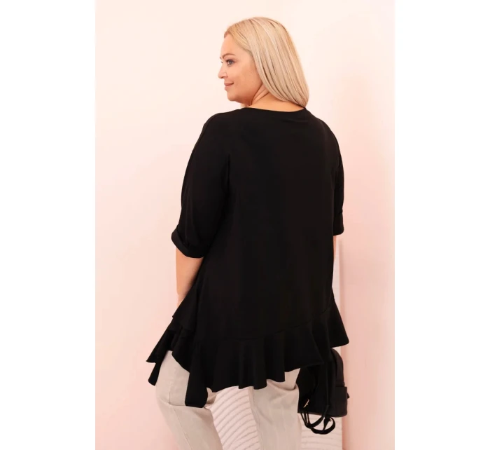 Dámská blůza Plus Size s model 21259110 kapsou a ohrnutým rukávem kiwi - K-Fashion