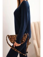 Dámský svetr s širokými nohavicemi a dlouhým rukávem modrý