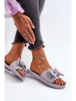 Dámské žabky s mašlí Levandulové Arsicada Dámské žabky s mašlí Levandulové Arsicada