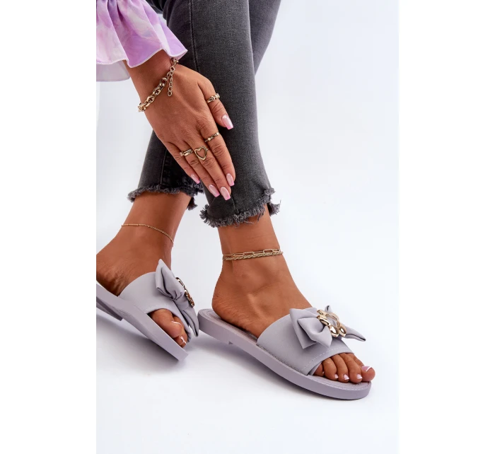 Dámské žabky s mašlí Levandulové Arsicada Dámské žabky s mašlí Levandulové Arsicada