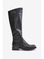 Zazoo 70140 Kožené dámské kozačky nad kolena zateplené černé