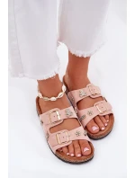 Dámské pantofle na korkové podrážce s a ozdobami světle růžové model 21687398 - Boto