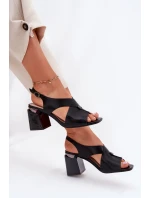 Elegantní Dámské Sandály Na Podpatku Vinceza 62238 Černé