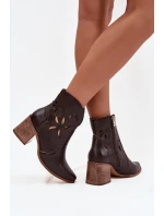 Dámské s z přírodní kůže na podpatku  čokoládové model 21713138 - Zazoo
