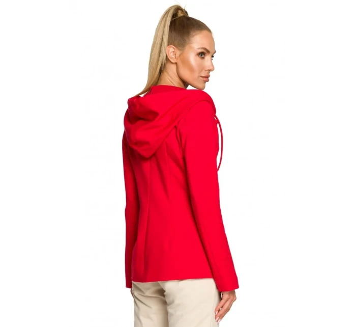 M691 Blejzr s kapucí a jedním knoflíkem - červený