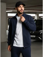 Pánská mikina na zip bez kapuce tmavě modrá BX4567