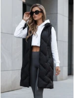 Dámská dlouhá prošívaná vesta s kapucí černá Dstreet model 21991318 - FashionStreet
