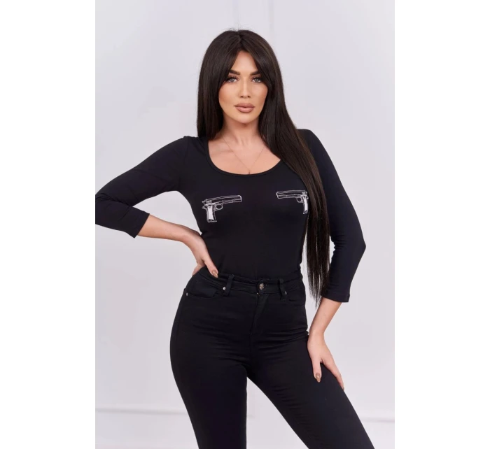 Body s potiskem pistole černé
