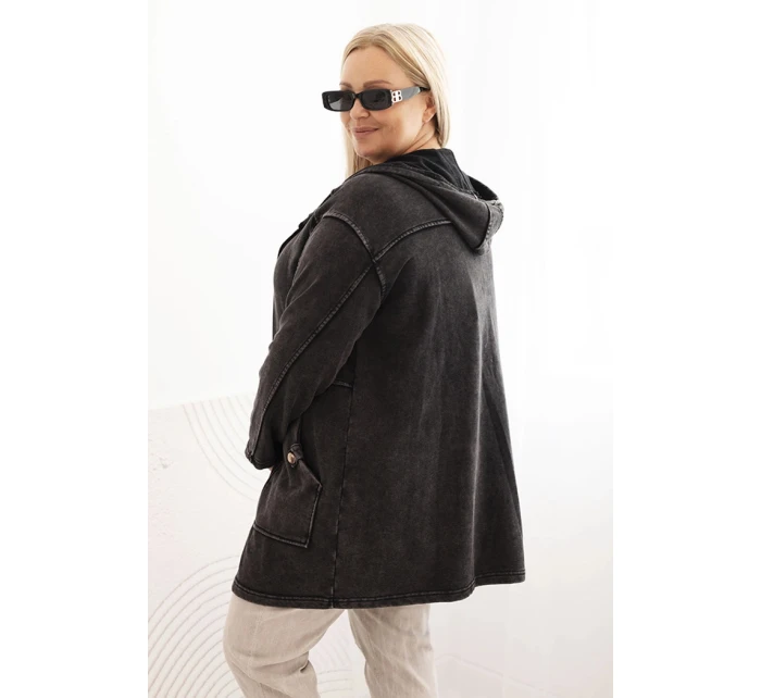 Dámská mikina Plus Size s kapucí a model 21272117 černá - K-Fashion