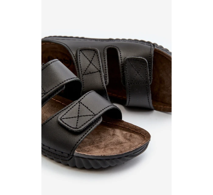 Pohodlné pánské sandály s suchým zipem model 21665794 černé - Inblu