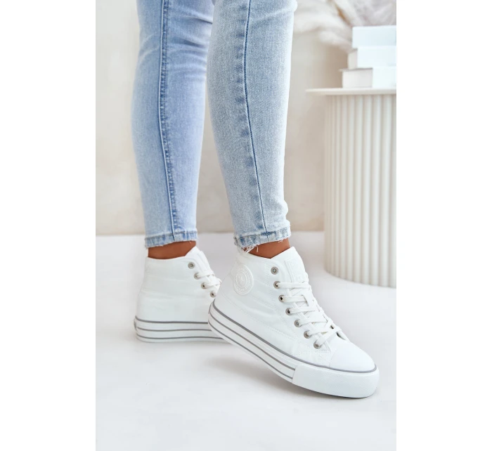 Zateplené dámské tenisky na platformě model 21675260 bílé - Big Star Shoes