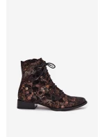 vzorované kotníkové boty na ploché podrážce model 21714005 - Maciejka