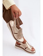 Kožené sandály na platformě model 22101270 Zlaté - S.Barski Kožené sandály na platformě model 22101270 Zlaté - S.Barski