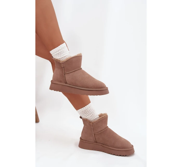 Dámské sněhule z přírodního semiše Vinceza – béžové Dámské sněhule z přírodního semiše Vinceza – béžové